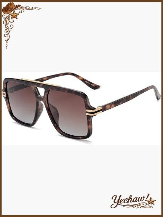 Retro Oversized Polarized Square Sunglasses Trendy Designer Big Rectangle Sun main image 6